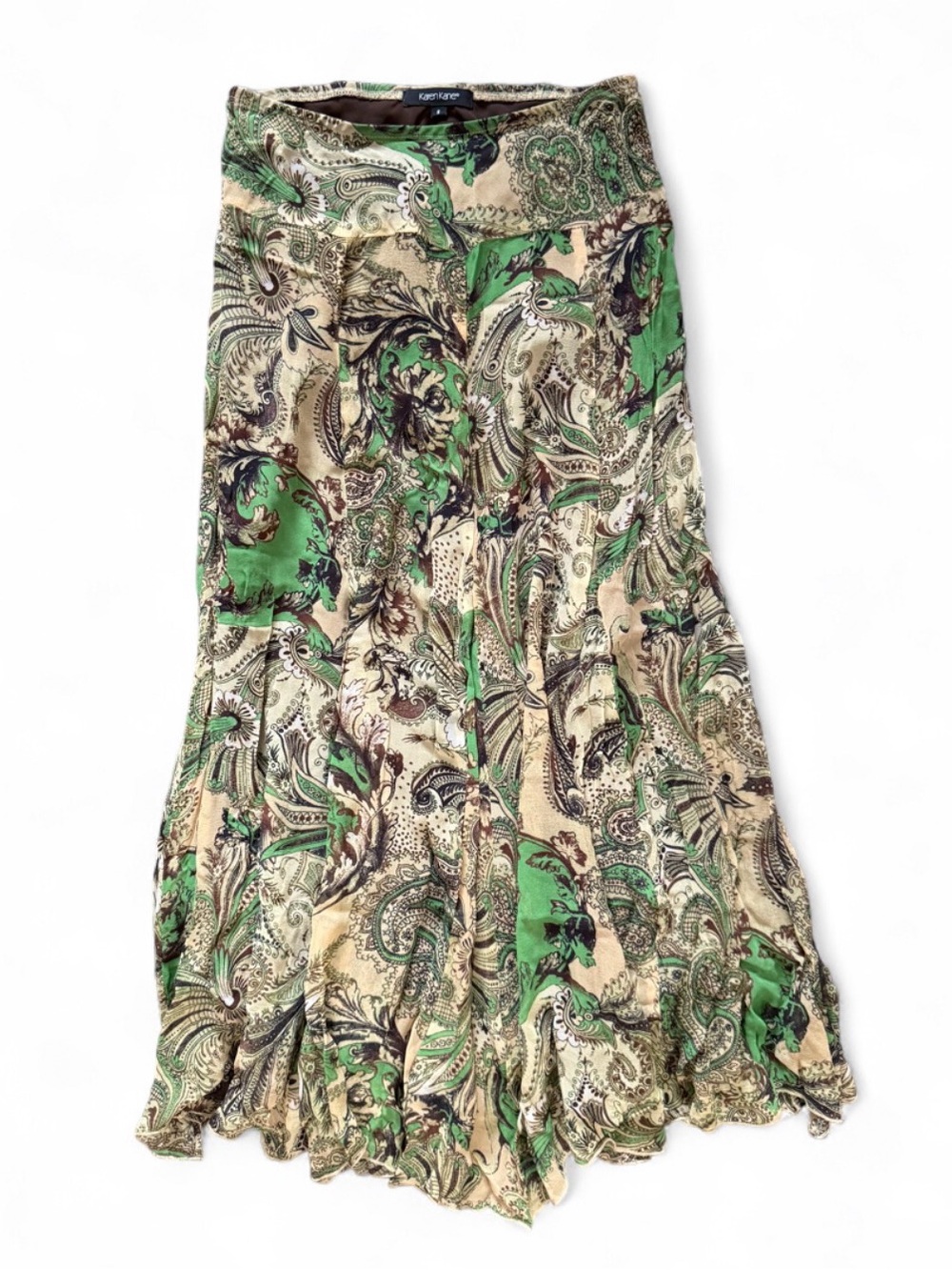 Y2K Karen Kane 100% Silk Maxi Skirt, Boho Fairycore Eurochic
